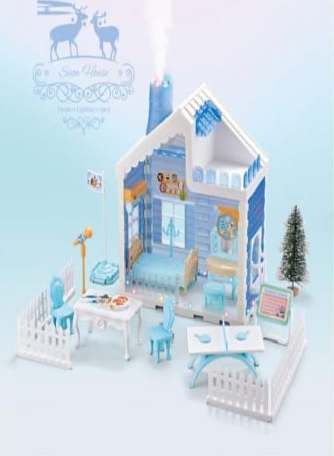 EXOMOON Snow House DIY Dollhouse Playset - Winter-Themed Pretend Play House with Furniture & Accessories for Girls - Snow-Cottage Design - Image 2